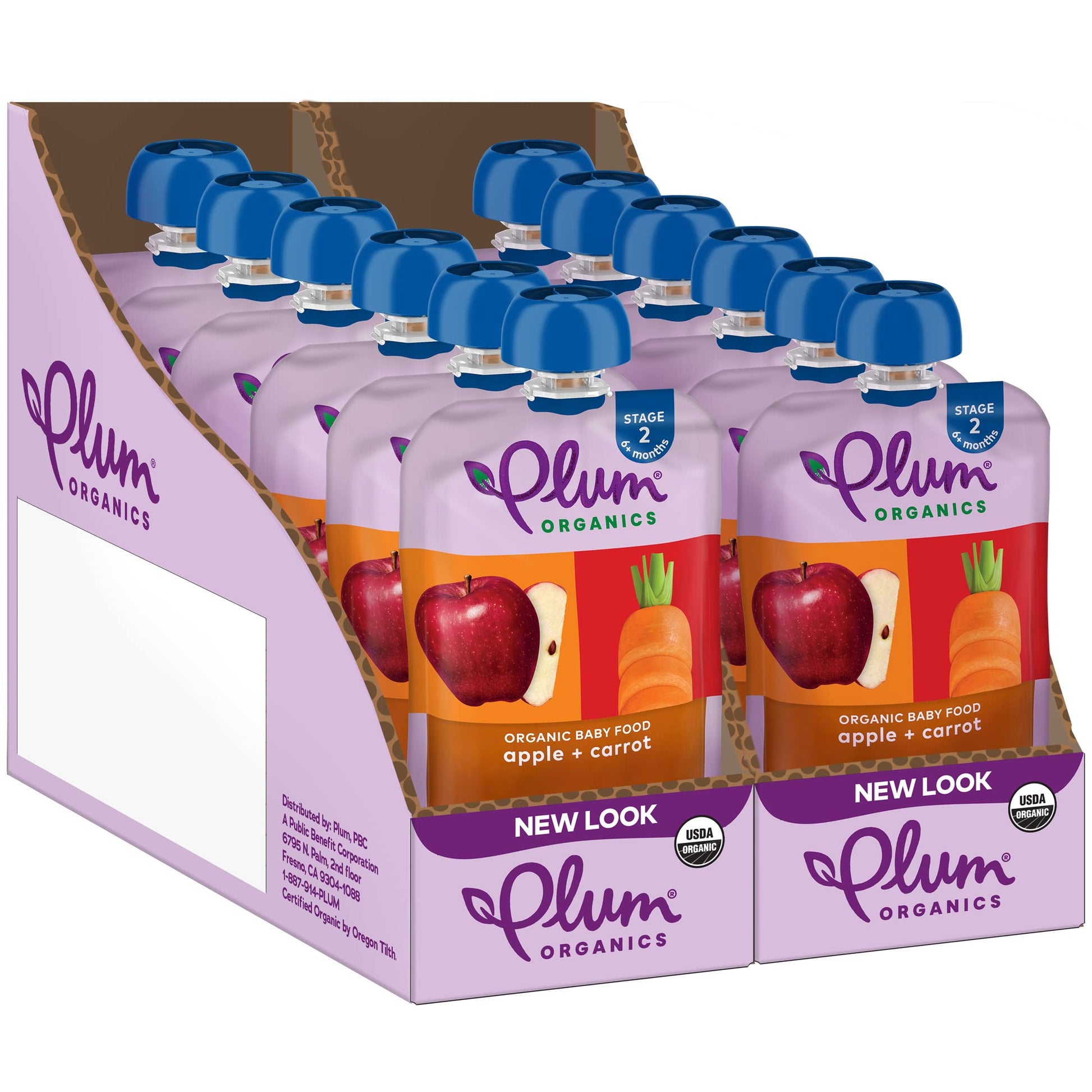 Plum Organics Stage 2 Organic Baby Food - Apple And Carrot - 4 Oz Pouch (Pack Of 12) - Organic Fruit And Vegetable Baby Food Pou