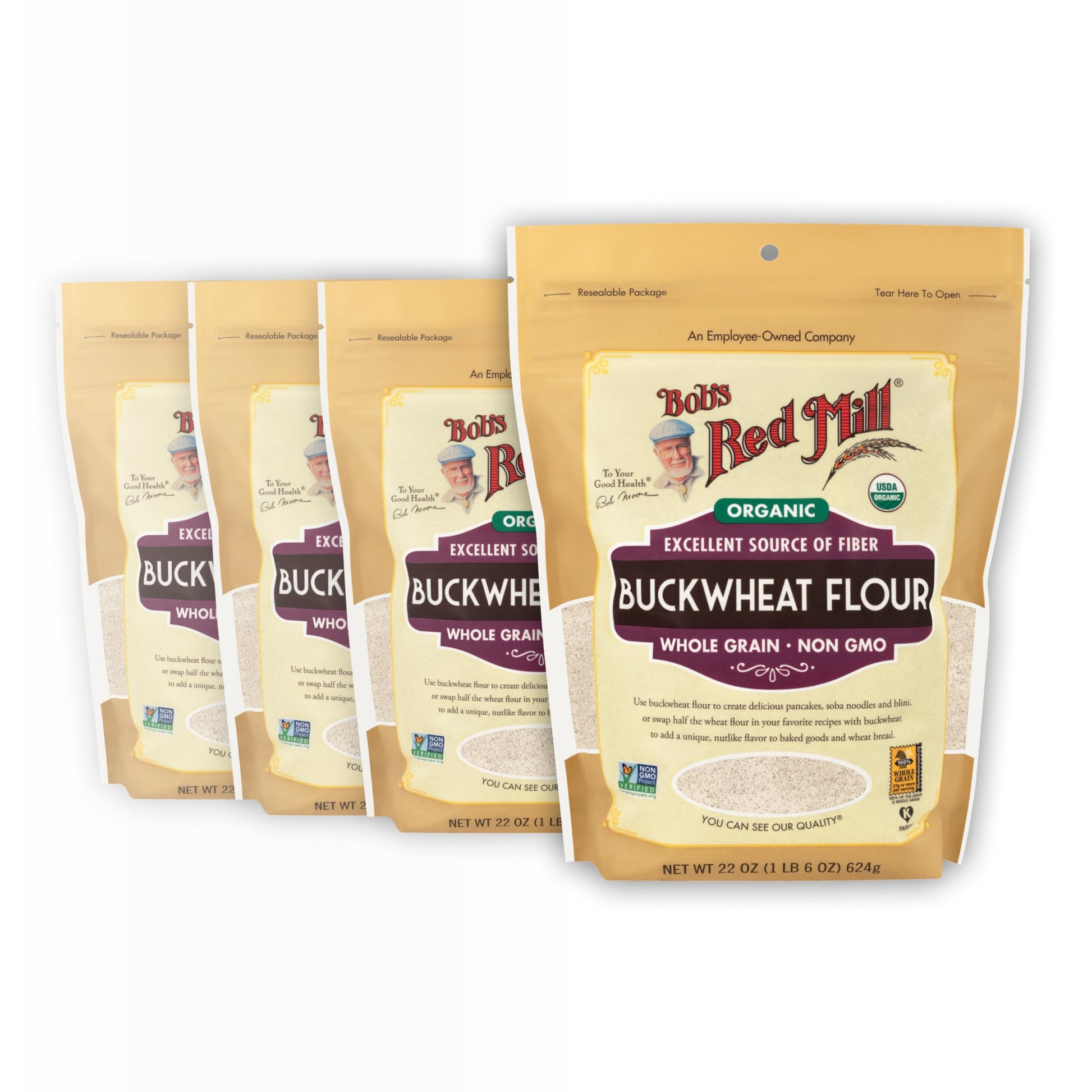 Bob s Red Mill Organic Buckwheat Flour, 22oz (Pack of 4) - Non GMO, Whole Grain, Vegan, Kosher