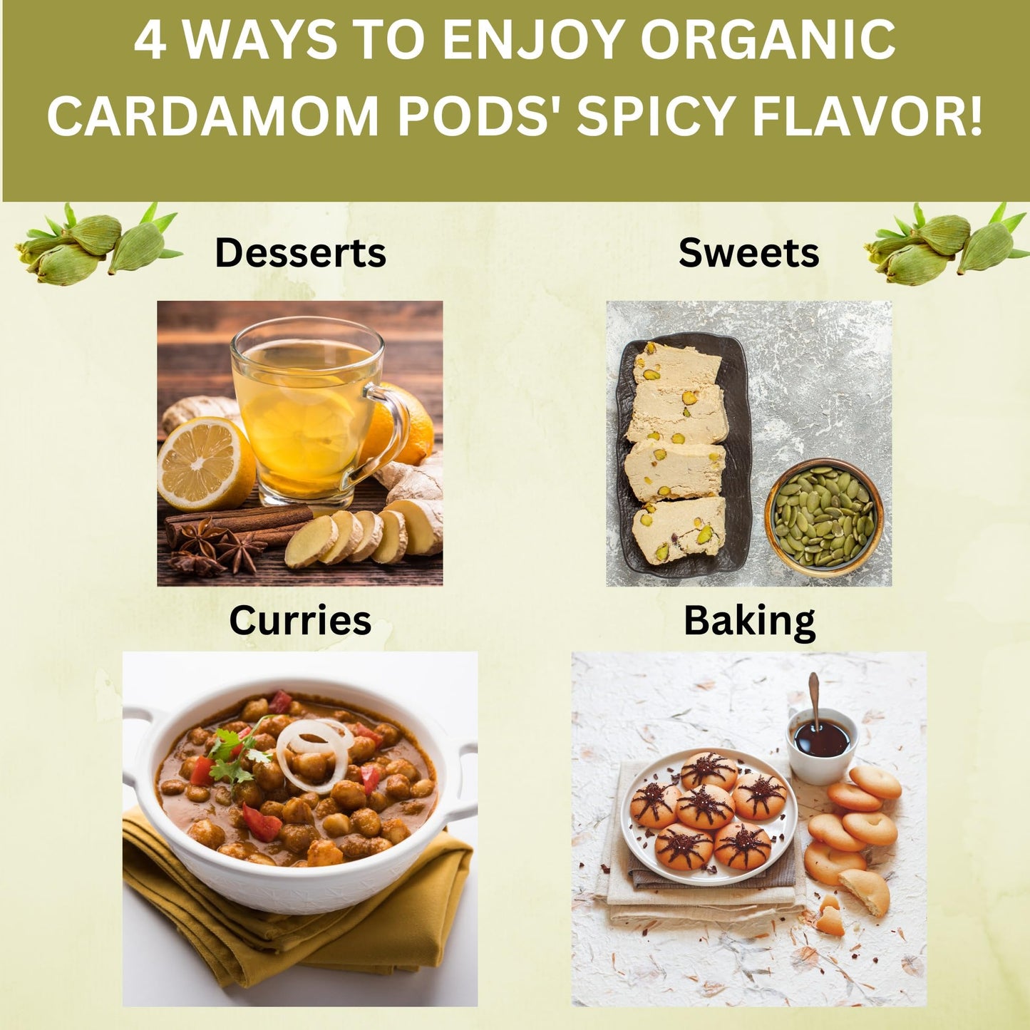 Spicy Organic Green Cardamom Pods - 2 Oz - Whole Cardamon Seeds For Authentic Spice Flavor, Natural Cardamon Pod For Tea, Cookin