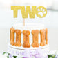 1 Pcs Two Cake Topper Gold Glitter Dog Paw 2 Years Old Birthday Cake Pick For Puppy Dog Let'S Pawty Theme Kids Boys Girls 2Nd Bi