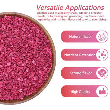 Freeze Dried Raspberries, 100G/3.52Oz Freeze Dried Fruit, Raspberries, No Sugar Added, Fruit Snacks, Raspberries Pieces For Cake
