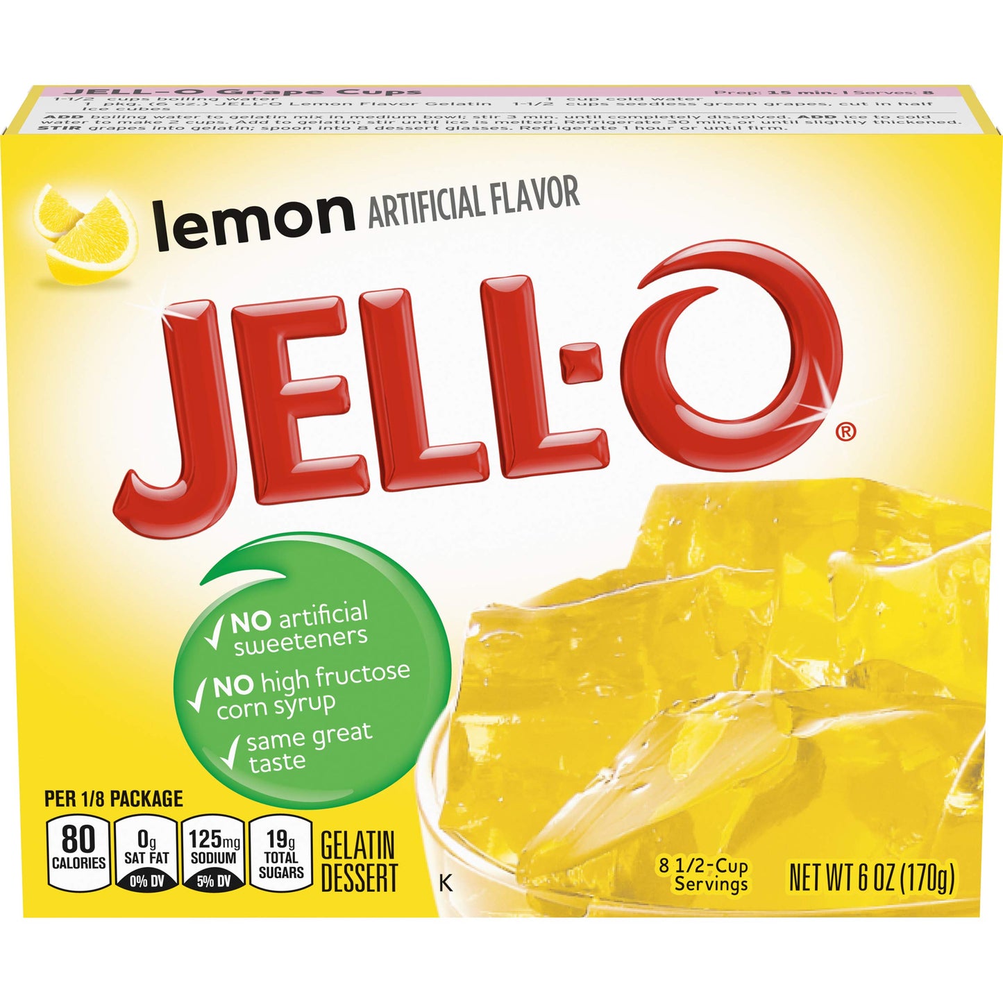 Jell-O Lemon Gelatin Dessert Mix (6 Oz Box)