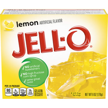 Jell-O Lemon Gelatin Dessert Mix (6 Oz Box)