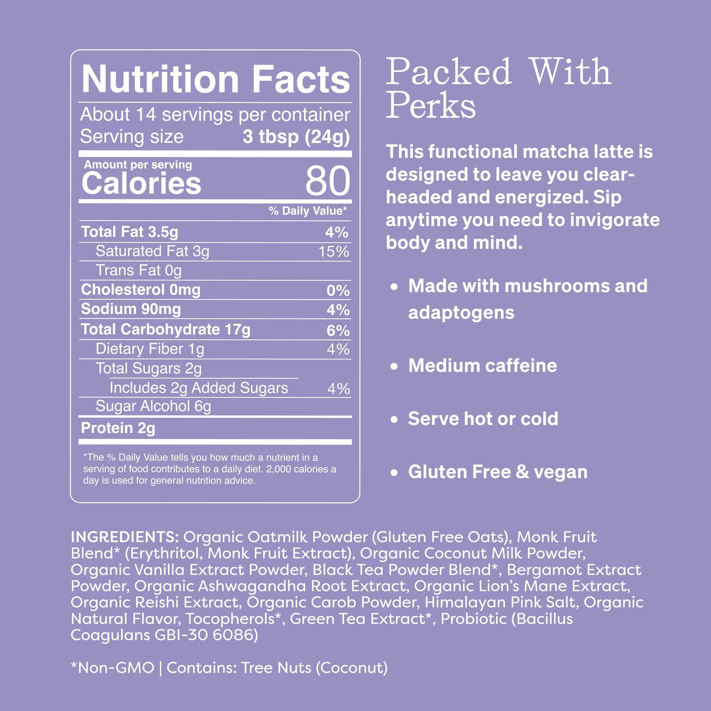 Clevr Blends London Fog Latte, Vegan, Earl Grey Instant Tea Mix, Superfood Powder Blend With Oat Milk, Black Tea, Reishi Mushroo