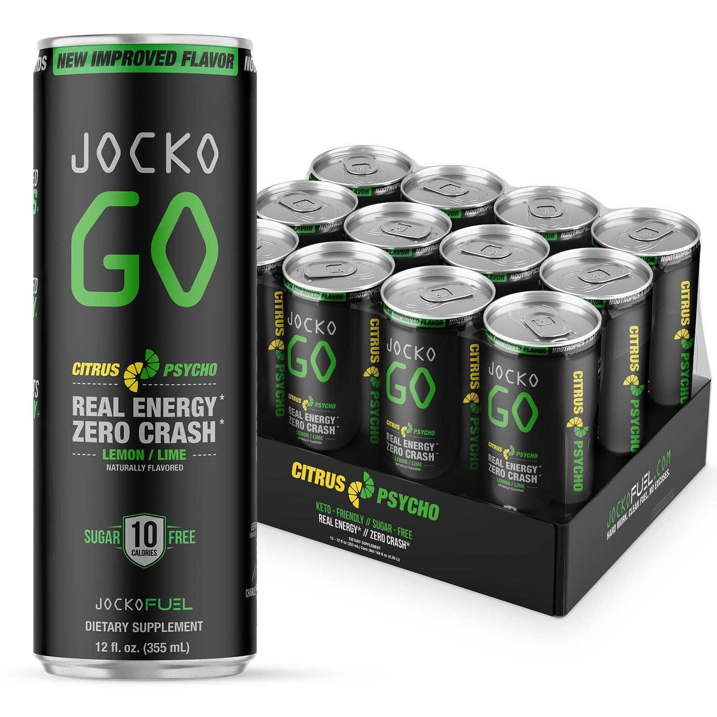 Jocko GO Energy Drink - Keto, Vitamin B12, Vitamin B6, Electrolytes, L Theanine, Magnesium- Energy Boost, Sugar Free Nootropic M
