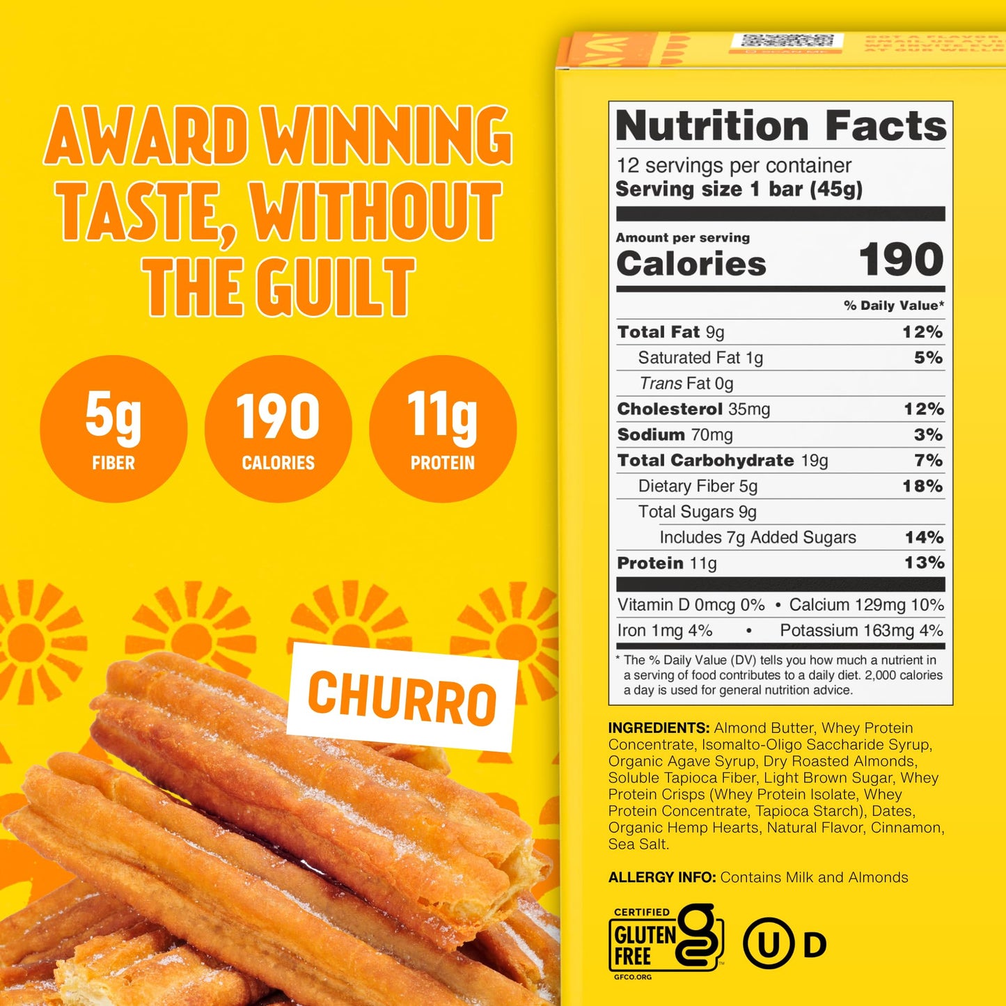Unite Protein Bars, Churro Flavor, 10G Protein, 200 Calories, Soy And Gluten Free, Real Almond Butter, Proudly Women Owned - 1.5