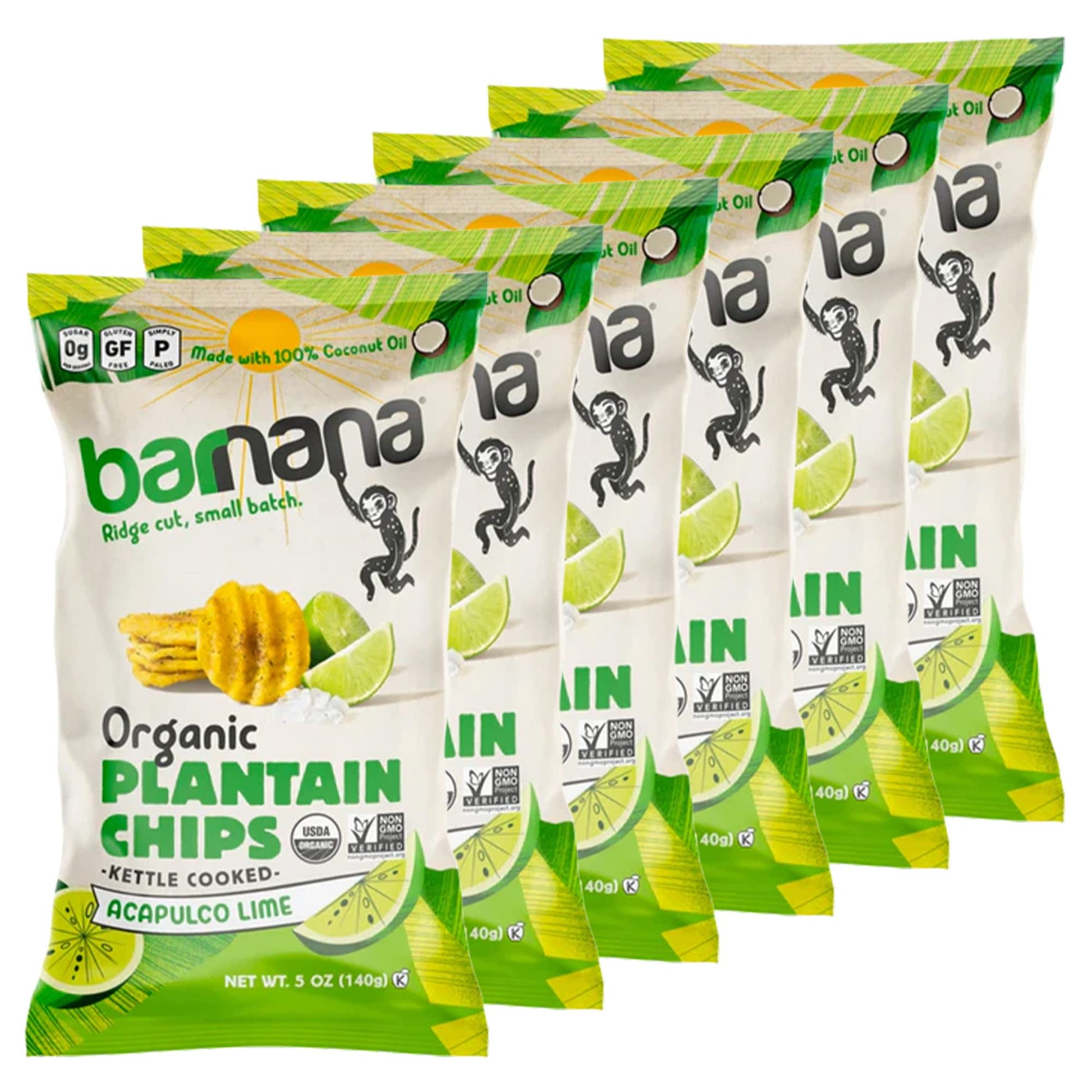 Barnana - Organic Plantain Chips, Acapulco Lime, Healthy Snack Made With 100% Coconut Oil, Non-GMO, Potato Chip Alternative, Zer