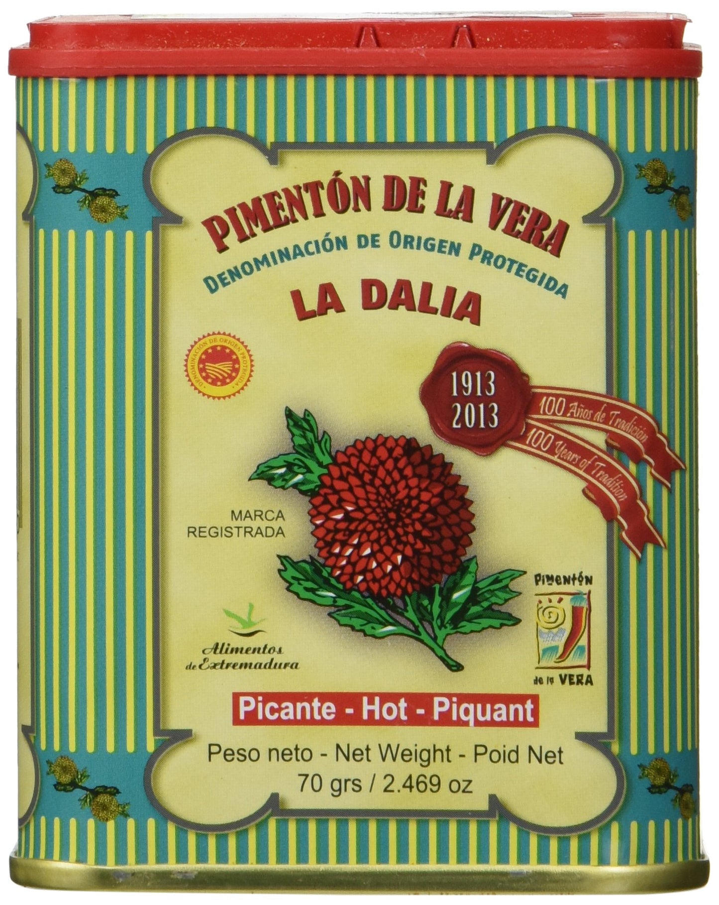 La Dalia Pimenton De La Vera Picante DOP Hot Smoked Paprika - 2.46 Ounce (Pack of 1)