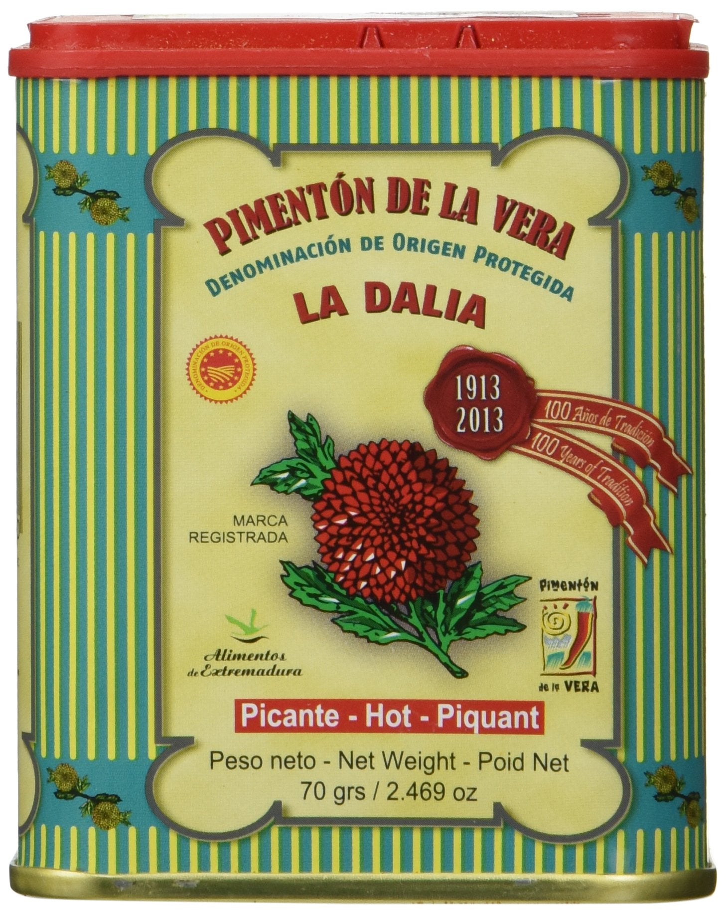La Dalia Pimenton De La Vera Picante DOP Hot Smoked Paprika - 2.46 Ounce (Pack of 1)