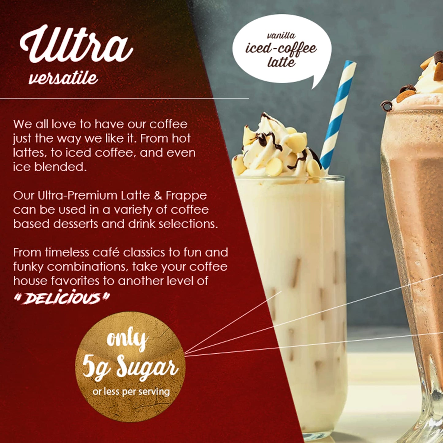 The Frozen Bean Caramel Macchiato Frappe & Latte Instant Mix (20 Sticks), Made With Arabica Coffee, Double Shot Caffeine, Low Sugar & Enhanced Ingredients, Hot, Iced, Or Blended Drinks