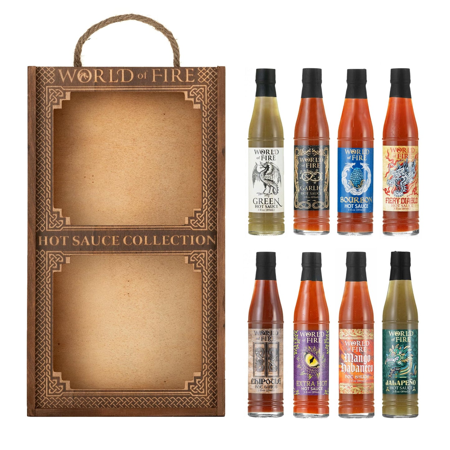 Marketplace Brands World of Fire Hot Sauce Variety Pack - 8 Bottles Gift Set