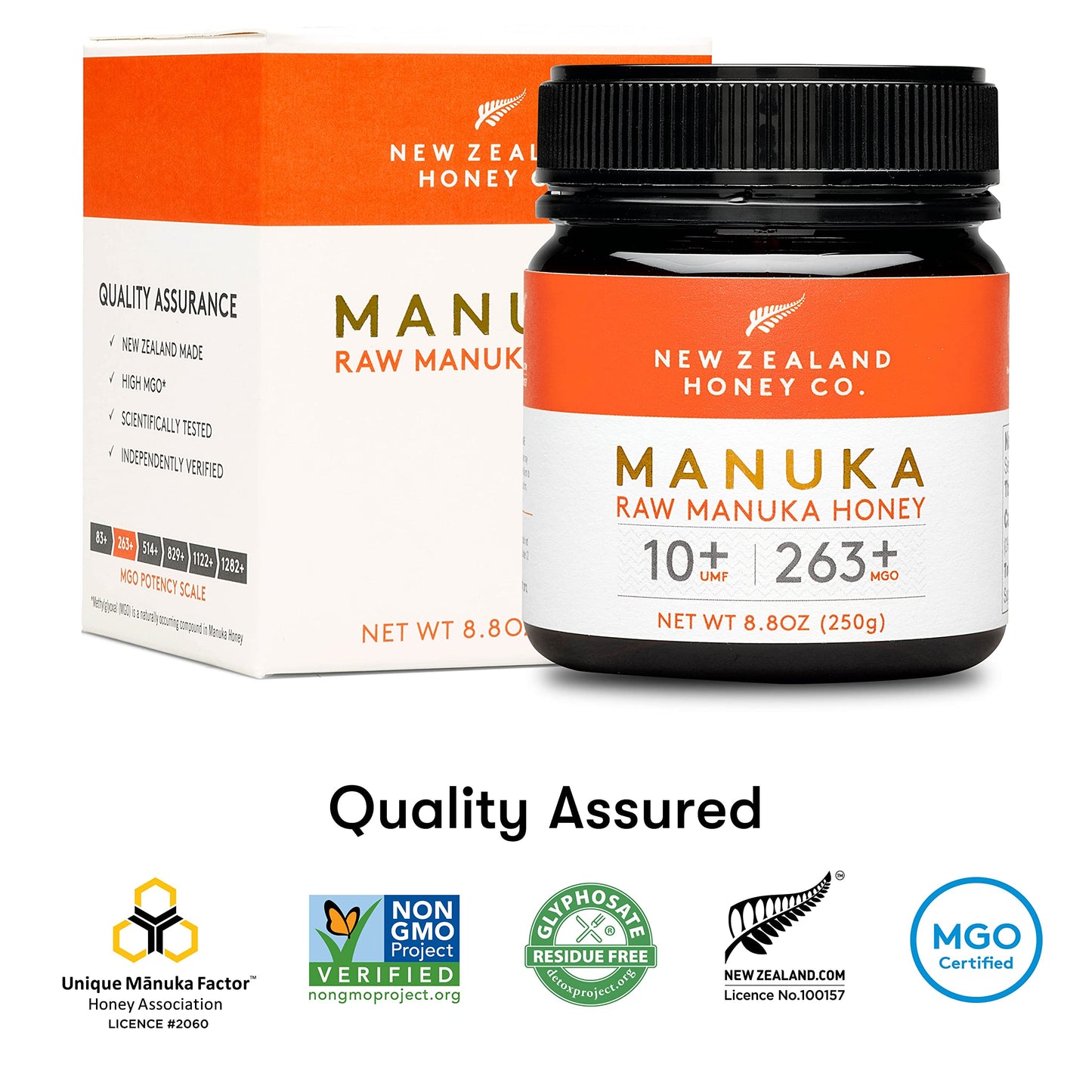 New Zealand Honey Co. Raw Manuka Honey UMF 10+ | MGO 263+, 8.8oz / 250g