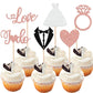 36 Pcs Wedding Cupcake Toppers Glitter Groom And Bride Cupcake Picks Ring Heart I Do Love Cake Topper Bridal Shower Wedding Enga