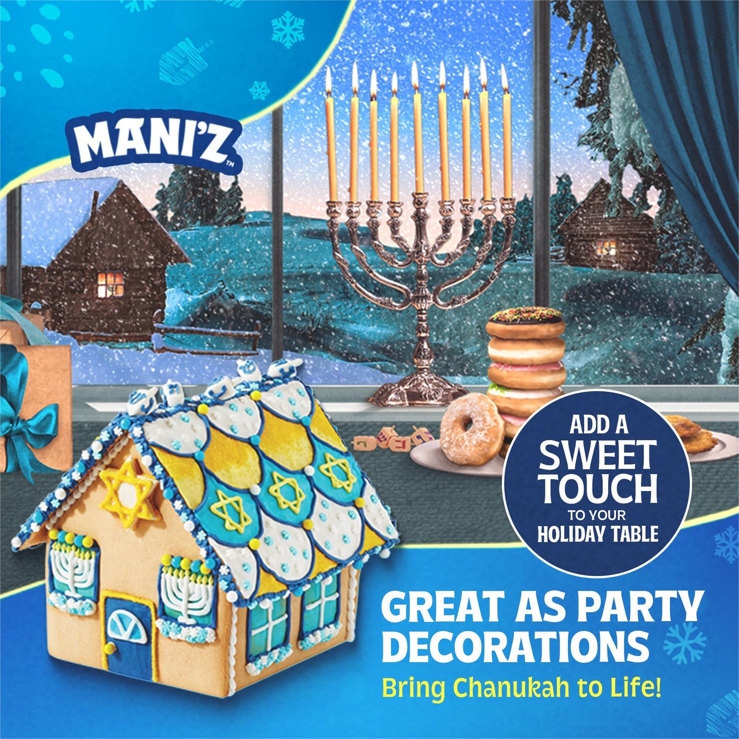 Do-It-Yourself Chanukah House Cookie Decorating Kit By Manischewitz, Easy Build Tray Included, Nut Free, Fun Hanukkah Activity F