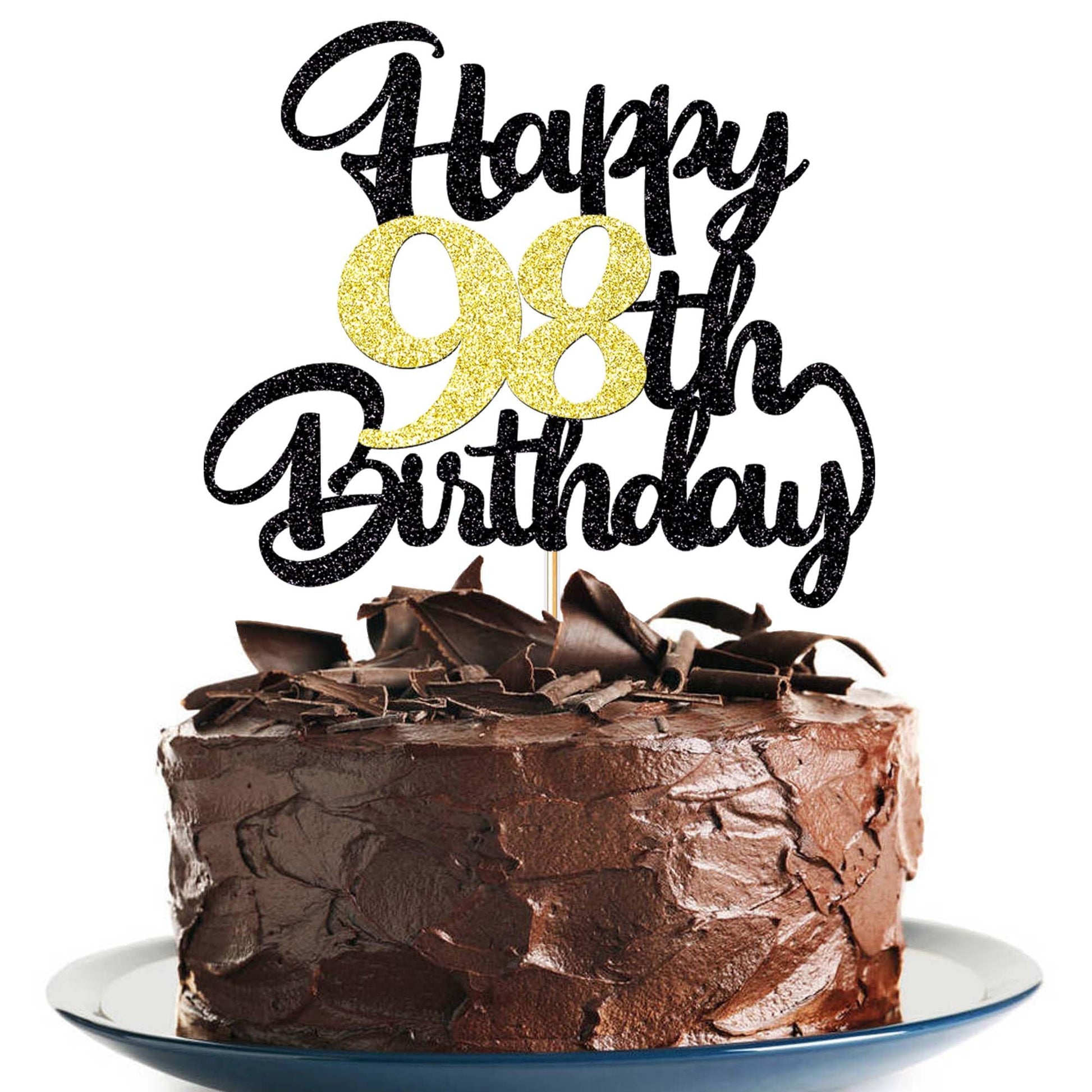 Klionjor 98Th Happy Birthday Cake Topper Happy Birthday Cake Decoration 98Th Birthday Party Decoration Gift Pluflavor Blend (98)