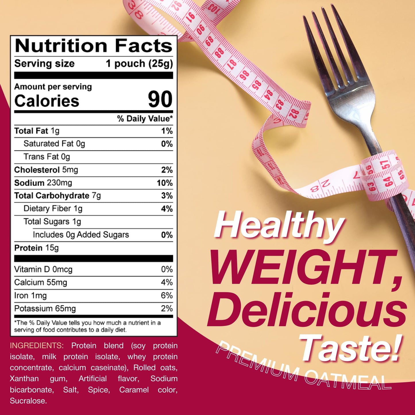 ProtiDIET High Protein Oatmeal - Apple Cinnamon, 15g Protein, Sugar Free, 6.2 oz (Pack of 1), Model BTL411400