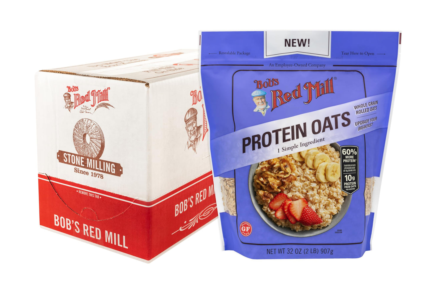 Bob'S Red Mill Gluten Free Protein Oats, 32Oz (Pack Of 4) - 10G Protein/Serving, Non Gmo, Whole Grain, Vegan, Kosher