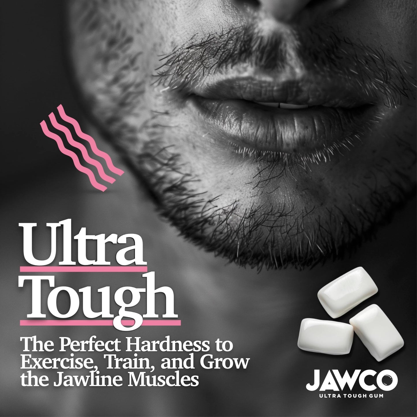 JAWCKO Ultra-Tough Jawline Chewing Gum | Get a Stronger, Squarer Jawline | Bubblegum Jaw Training Hard Gum | 15X Strength | Chis