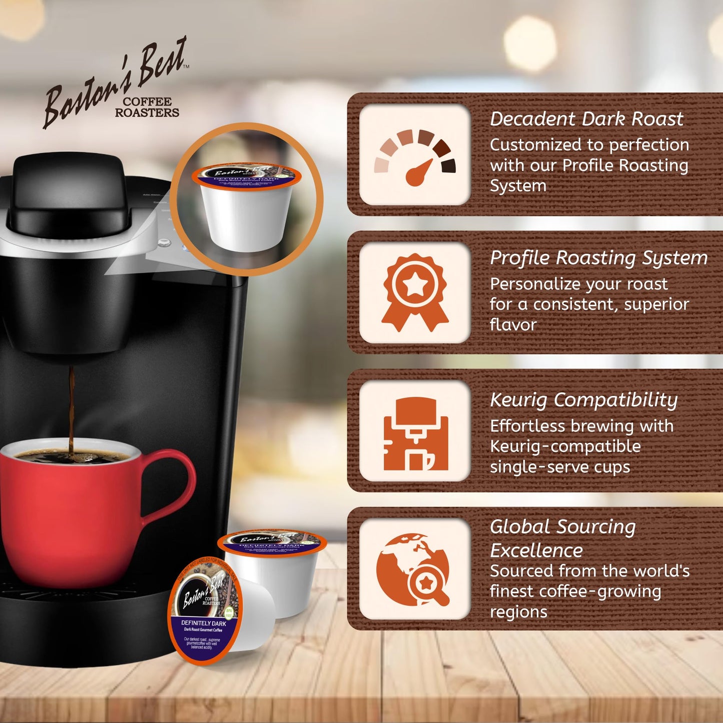 Bostons Best Gourmet Coffee - Dark Roast for Keurig, 72 Single Serve Cups
