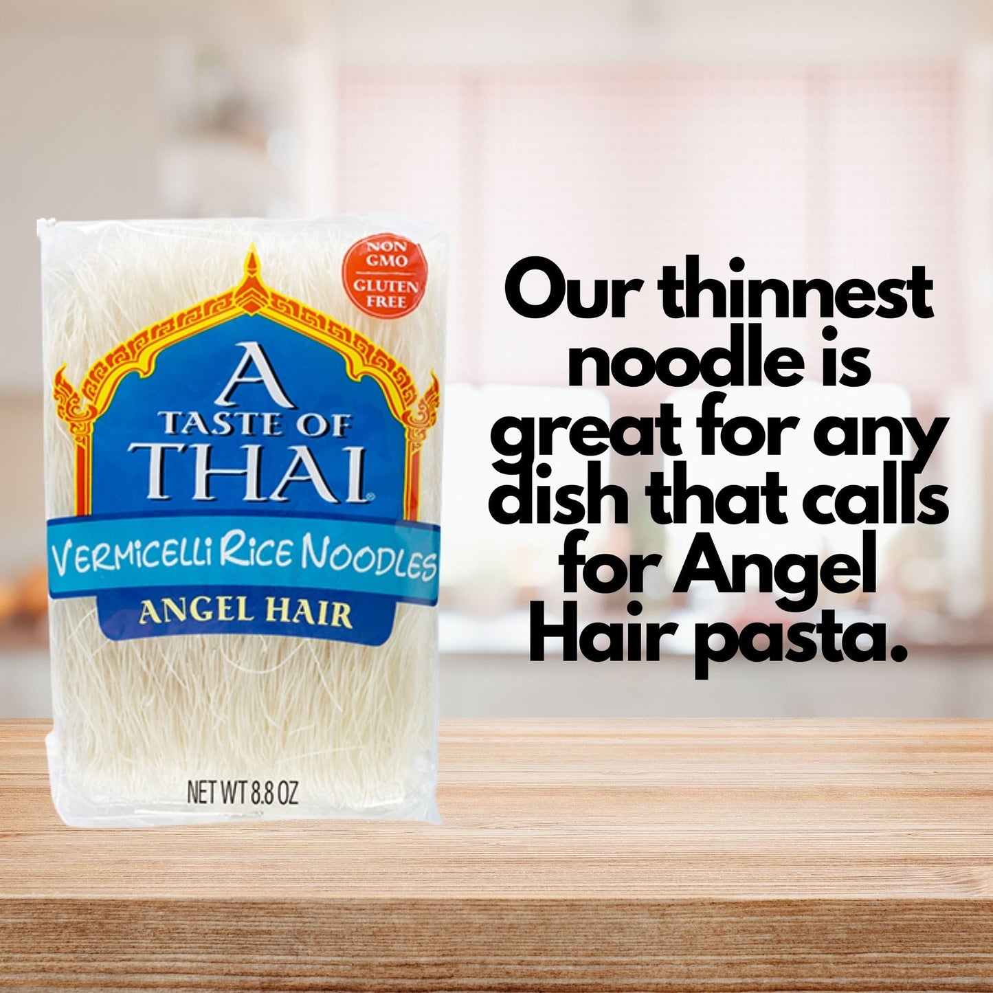 A Taste of Thai Vermicelli Rice Noodles - Gluten-Free, No Preservatives, 8.8oz Pack of 6