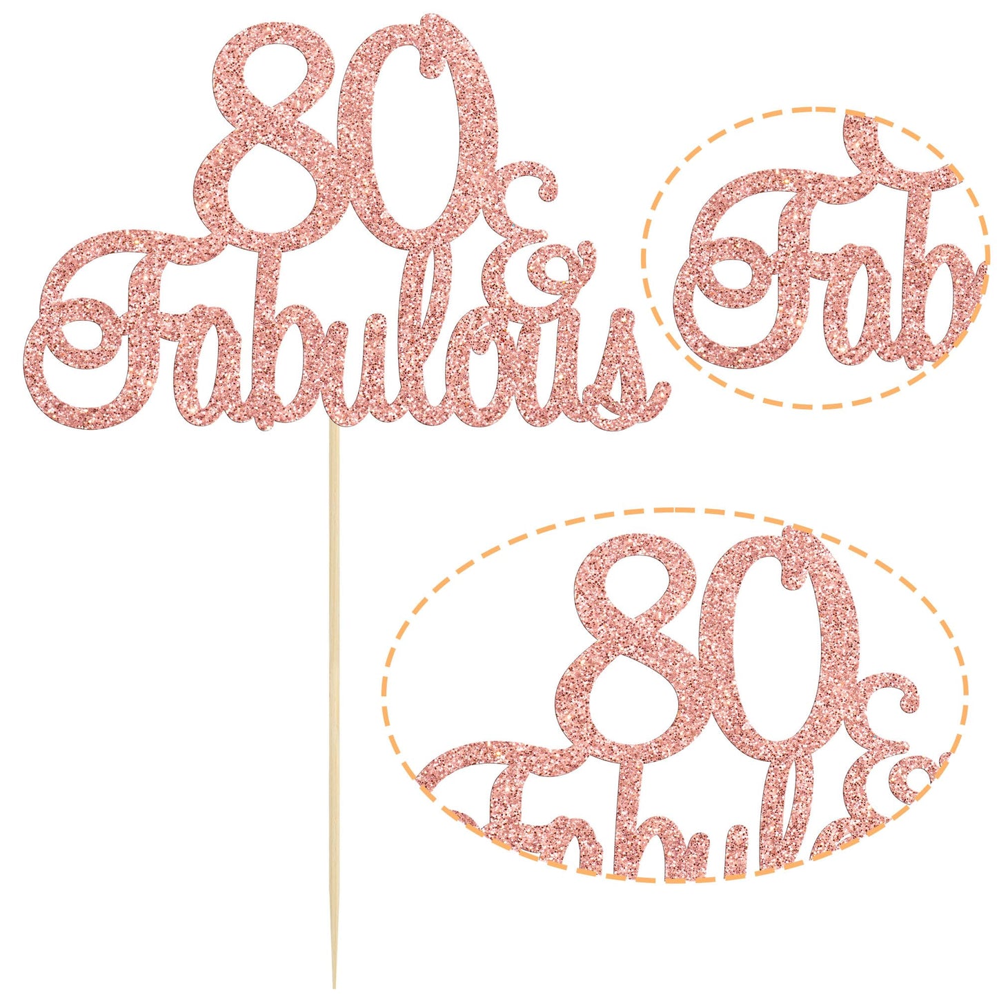 Gyufise 1Pcs 80 & Fabulous Cake Toppers Rose Gold 80 Birthday Anniversary Cake Toppers For 80 Birthday Anniversary Party Decorat
