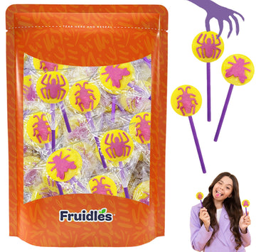 Fruidles Insects Tattoo Lollipop Suckers Candy, Great for Goody Party Bag Fillers, Individually Wrapped (1 Pound)