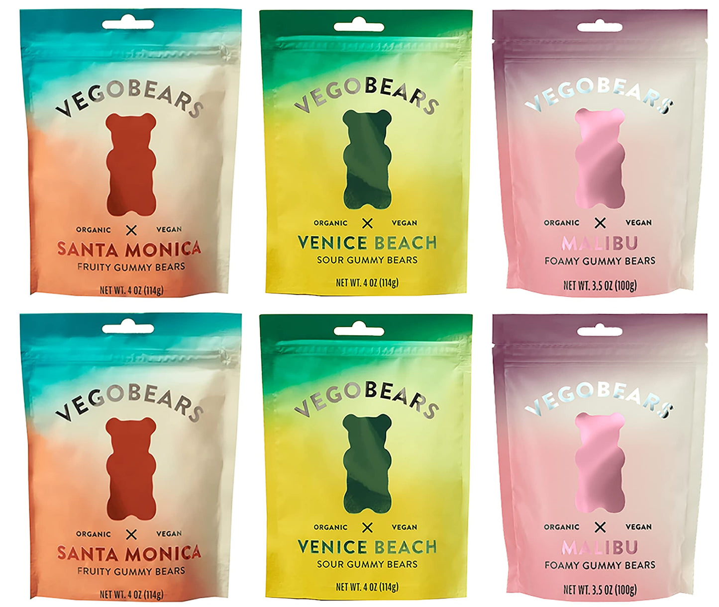 Candy People VegoBears Vegan Gummy Bears Variety Pack - Organic Gummy Bears  Vegan Gummies  Organic Candy  Gelatin-Free Gummies (Pack of 6)