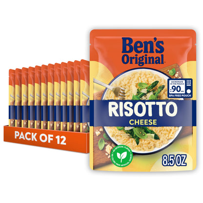 BENS ORIGINAL Risotto Cheese Flavored Rice, Easy Dinner Side, 8.5 oz Pouch (Pack of 12)