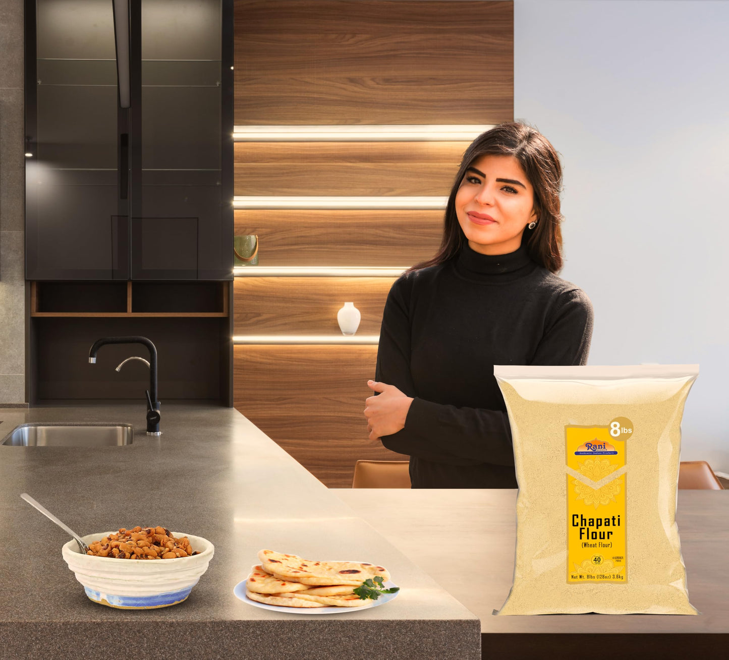 Rani Chapati Flour (100% Pure Whole Wheat Atta), For Making Roti & Indian Breads 128Oz (8Lbs) 3.63Kg Bulk ~ All Natural | Vegan