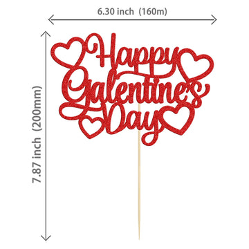 1Pc Happy Valentine'S Day Cake Topper Red Glitter Valentine'S Day Cake Topper Decorations For Valentine'S Day Theme Wedding Enga