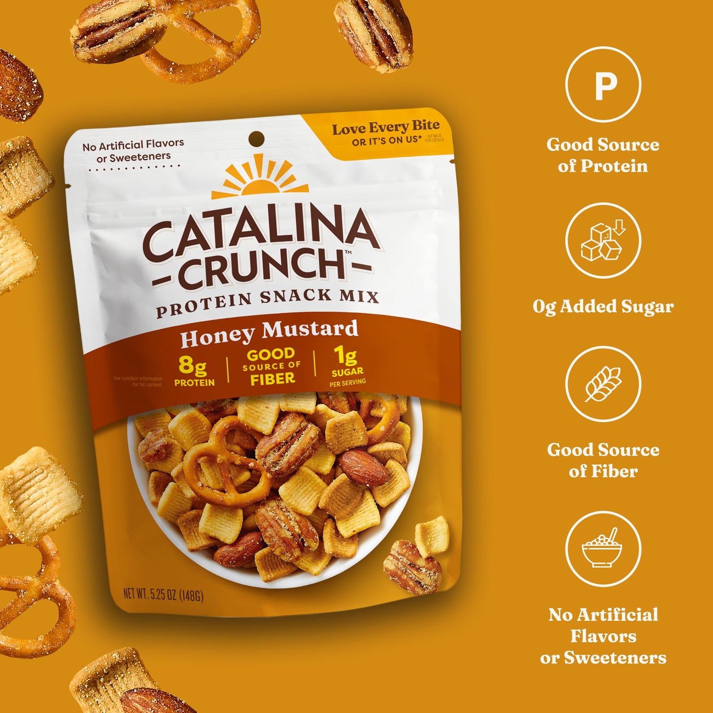 Catalina Crunch Protein Snack Mix - 8g Protein, 1g Sugar per Serving - Good Source of Fiber, Keto, Gluten Free - Honey Mustard,