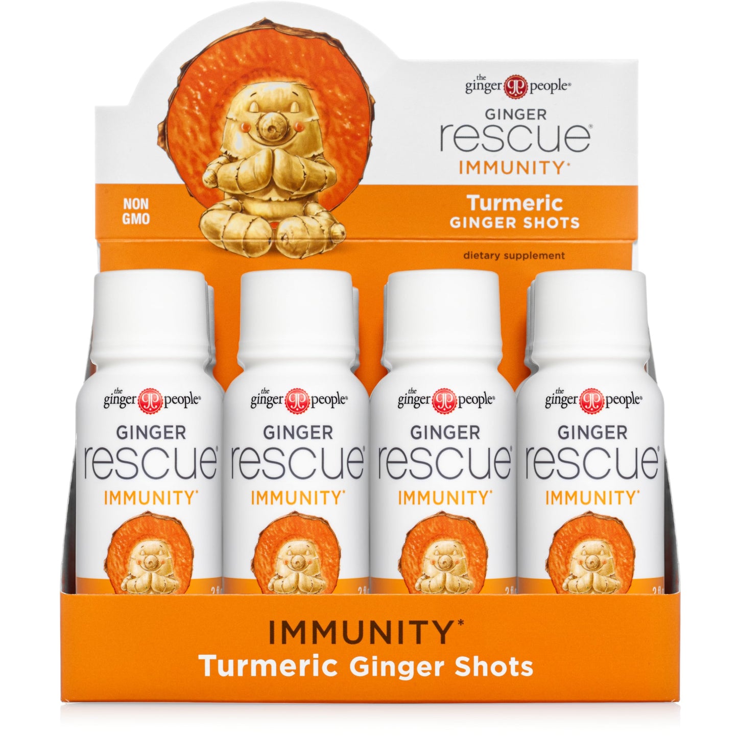 The Ginger People Ginger Rescue Shots - Wild Turmeric Flavor, Caffeine Free, 2 Fl Oz, Pack of 12, Model 90931, White