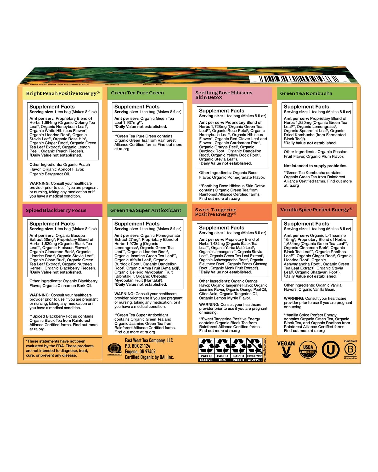 Yogi Organic Tea Energy Sampler Box - 32 Tea Bags, 8 Energizing Black & Green Teas, Contains Caffeine, 2.20 OZ