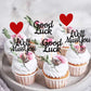 YCTHUNFISH Cupcake Toppers 24 Pack Glitter Red Love Heart Retirement Party Decorations Small