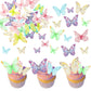 Ephlyn 40Pcs Edible Butterfly Cupcake Toppers 3D Butterfly Cake Picks Mixed Color Cake Decorations for Baby Shower Wedding Kids 