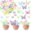 Ephlyn 40Pcs Edible Butterfly Cupcake Toppers 3D Butterfly Cake Picks Mixed Color Cake Decorations for Baby Shower Wedding Kids 