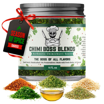 Chimi Boss Chimichurri Original Sauce, 9 fl oz - Authentic Argentinian Green Herb Sauce with Fresh Parsley, Garlic & Spices - Al
