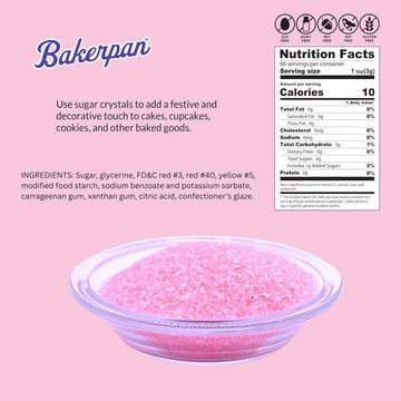 Bakerpan Sugar Sprinkles For Baking - 7 Ounce Pastel Pink Decorating Sugar Crystals For Cookies, Cake Pops, Ice Cream (Made In U