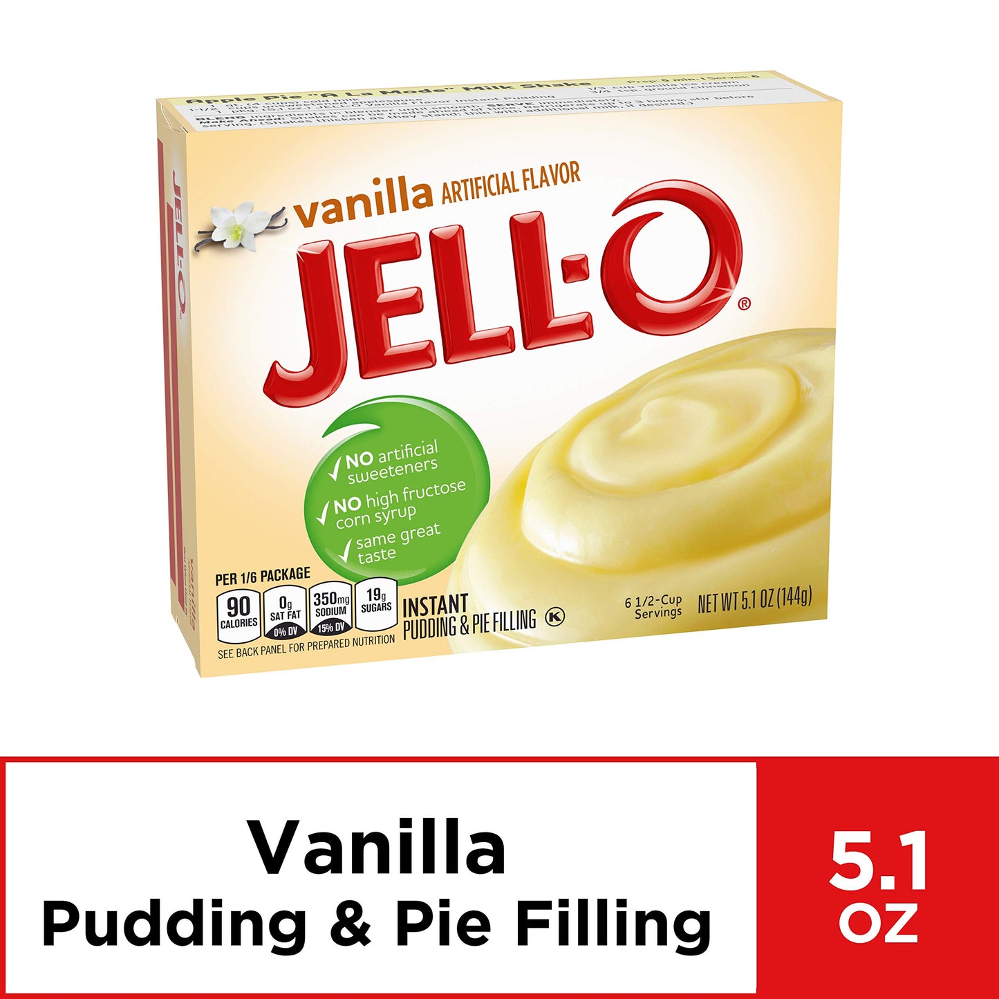 HEINZ Jell-O Vanilla Instant Pudding & Pie Filling Mix, 5.1 Oz Boxes, 24 Ct Pack, Vanilla Flavor