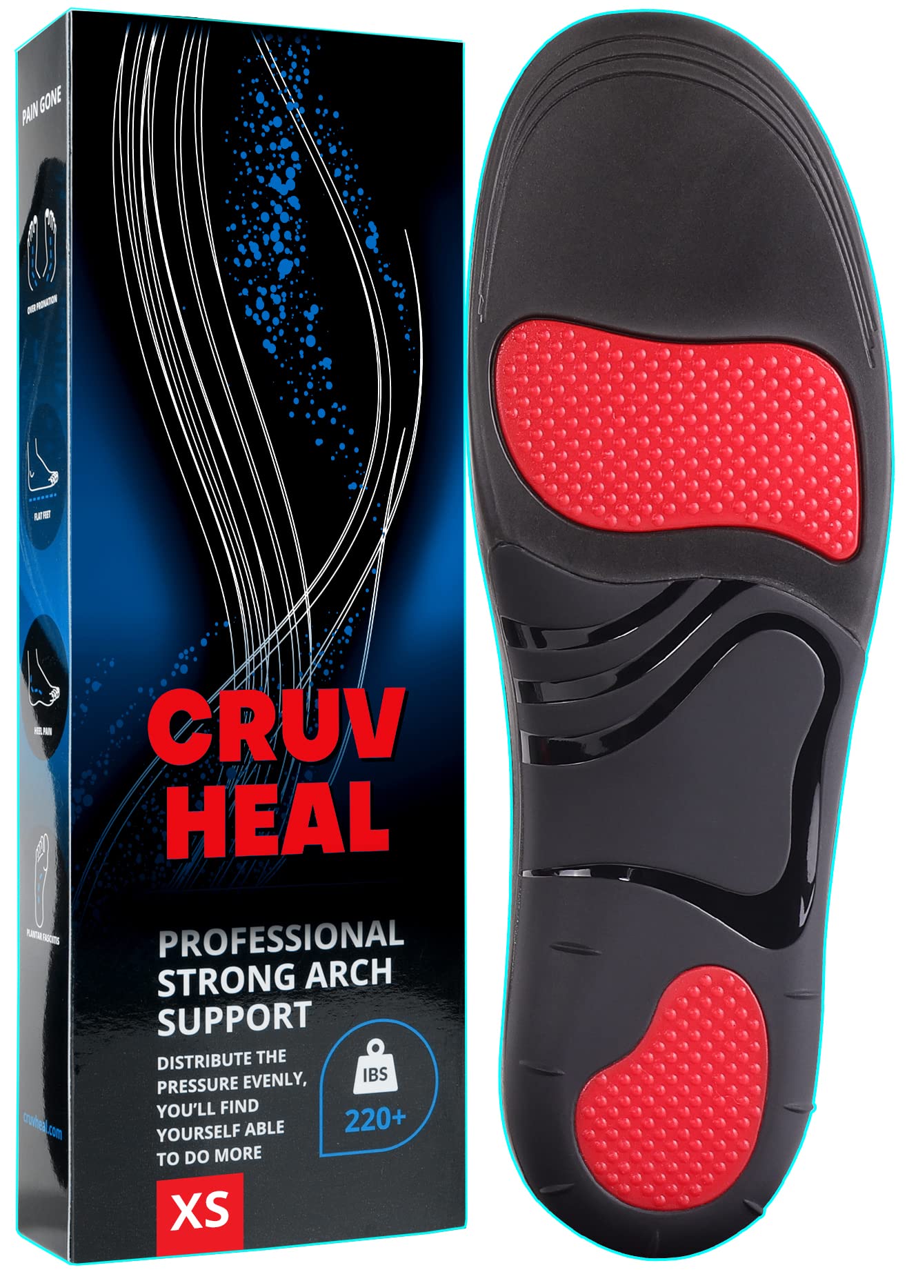 (220+Lbs) Plantar Fasciitis Strong Arch Support Insoles Inserts Men Women - Flat Feet - High Arch Insoles - Boot Work Shoe Insol