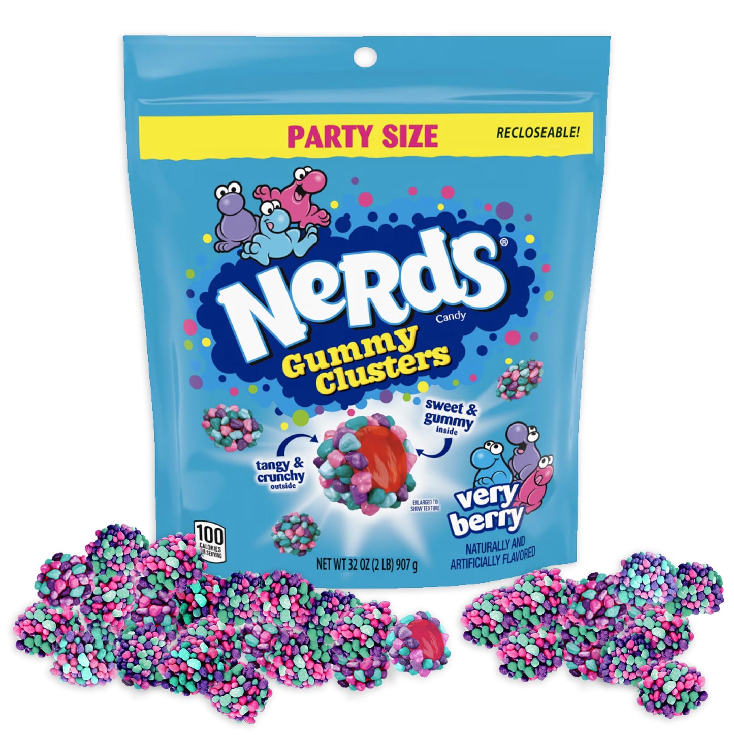 Nerds Gummy Clusters Very Berry, 32 oz Bulk Bag - Chewy & Crunchy Candy - Sweet & Tangy Treats - Perfect for Kids & Adults, Part