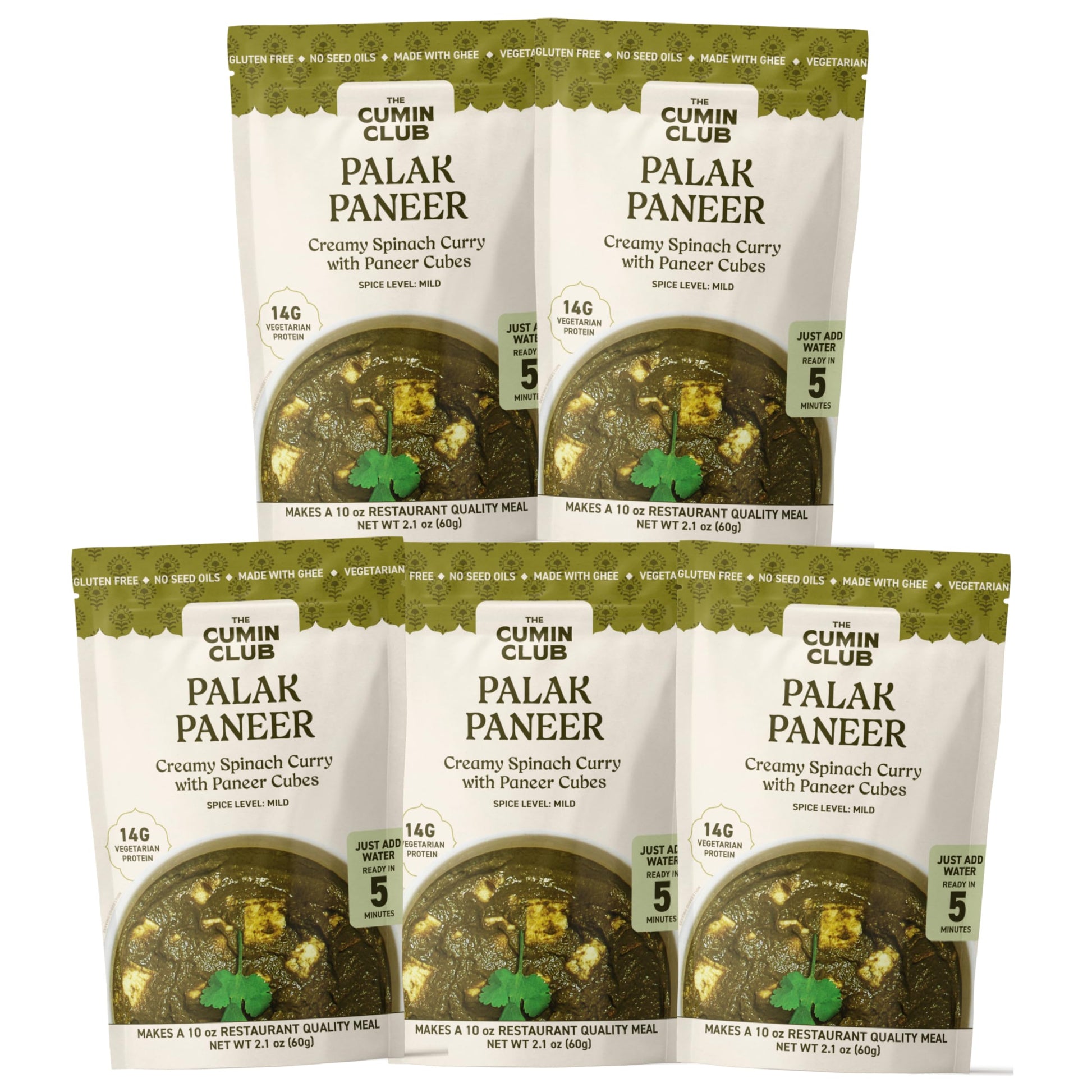 The Cumin Club Indian Palak Paneer - Ready to Eat Indian Food with Farm-Natural Goodness - Indulge in Easy Cooking, Irresistibly