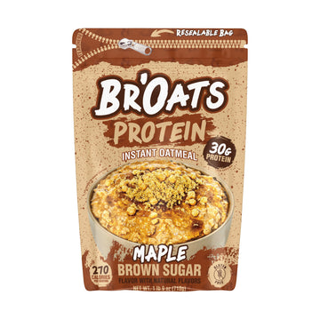 BrOats High Protein Oatmeal With 30g Of Protein Per Serving - Protein Packed Gluten Free Delicious Tasting High Protein Oats (Pack of 1  Maple Brown Sugar)