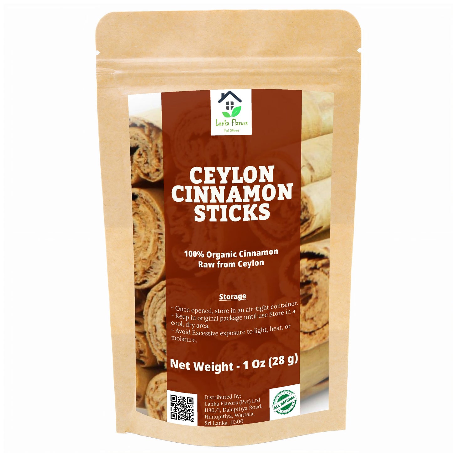 Lanka Flavors Ceylon Cinnamon Sticks Natural Aroma Perfect for Cooking & Beverages 1 oz (28 g)