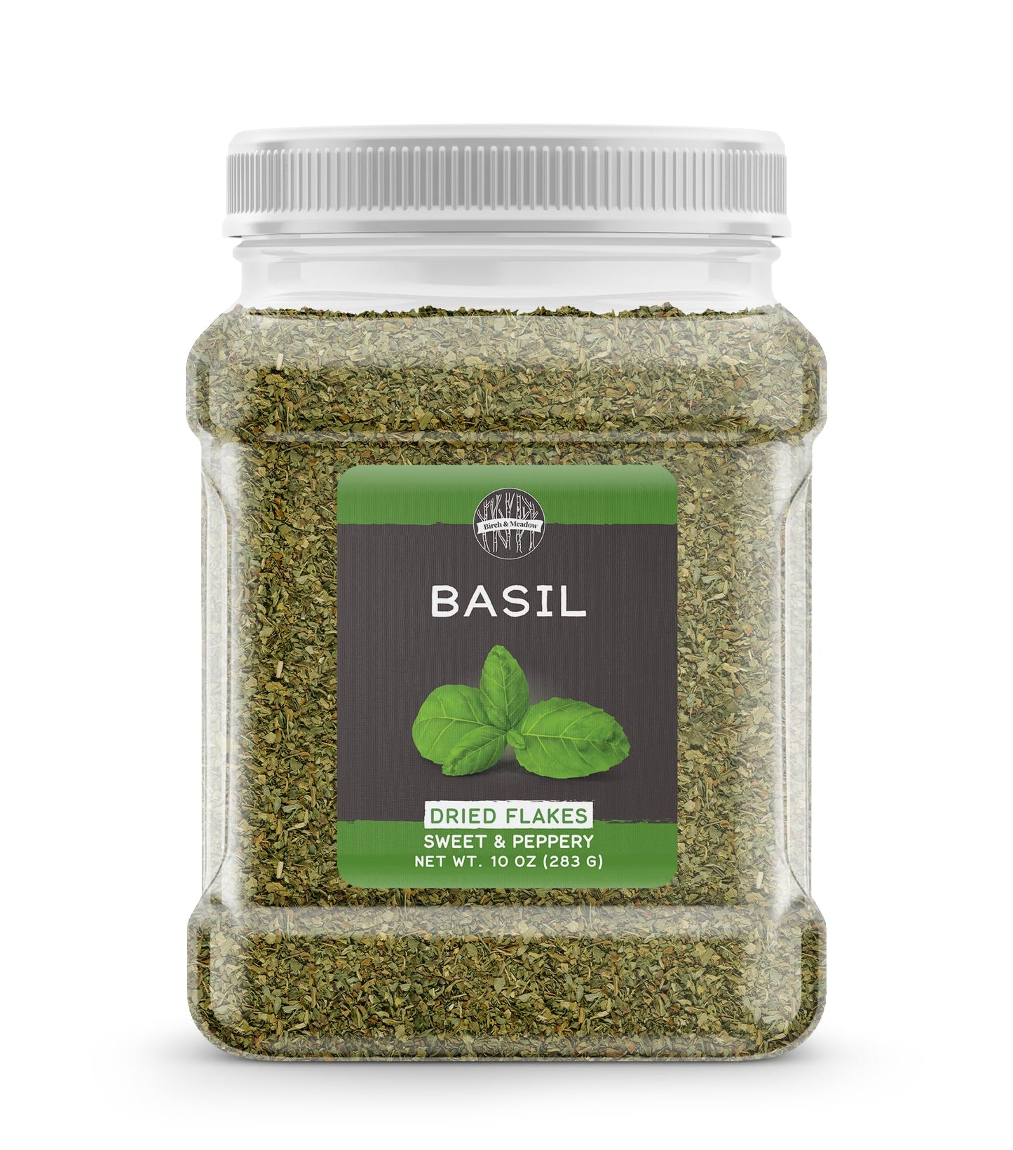 Birch & Meadow 10 oz of Basil Leaves, Cut & Sifted, Sweet Peppery Flavor