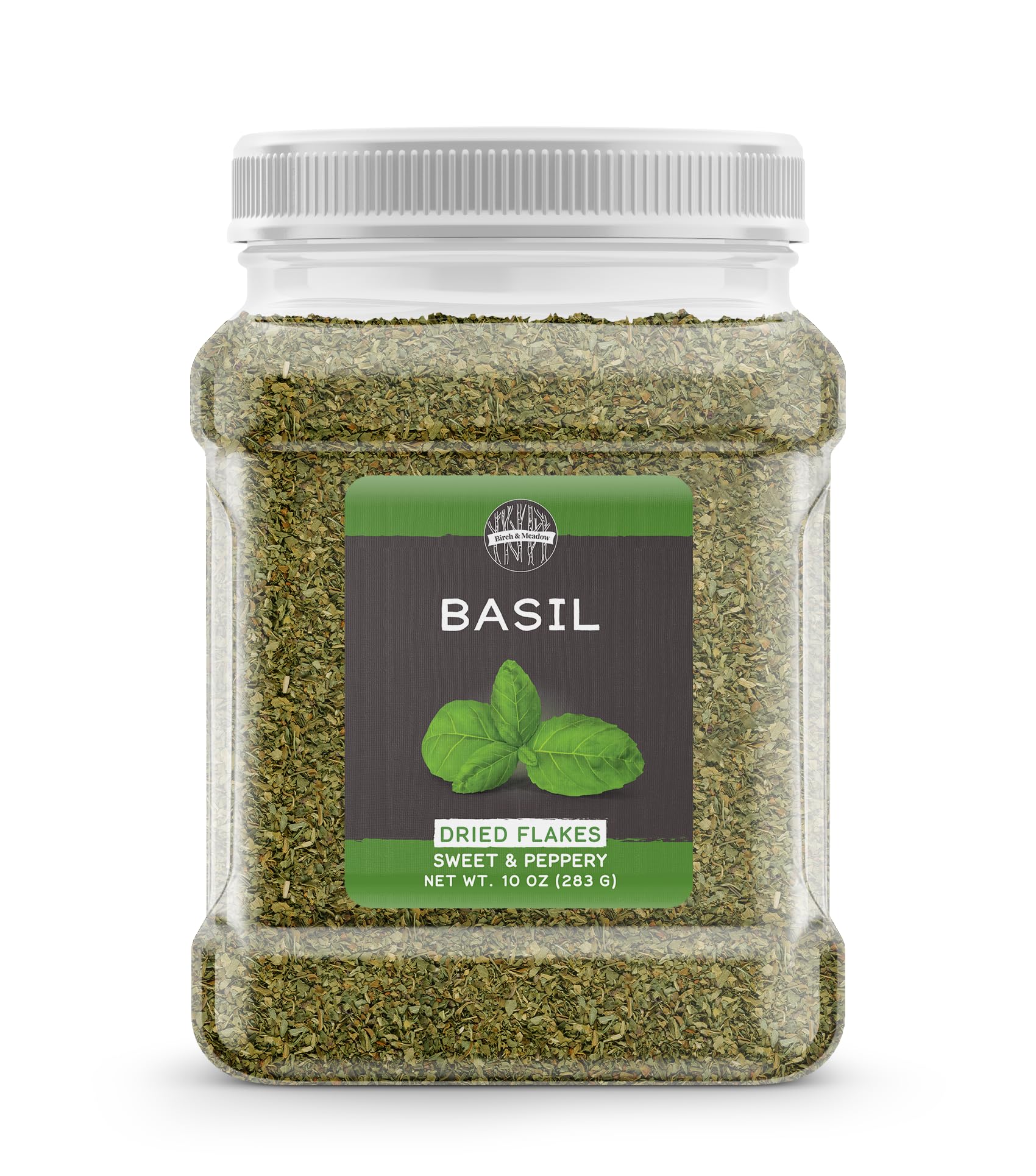Birch & Meadow 10 oz of Basil Leaves, Cut & Sifted, Sweet Peppery Flavor
