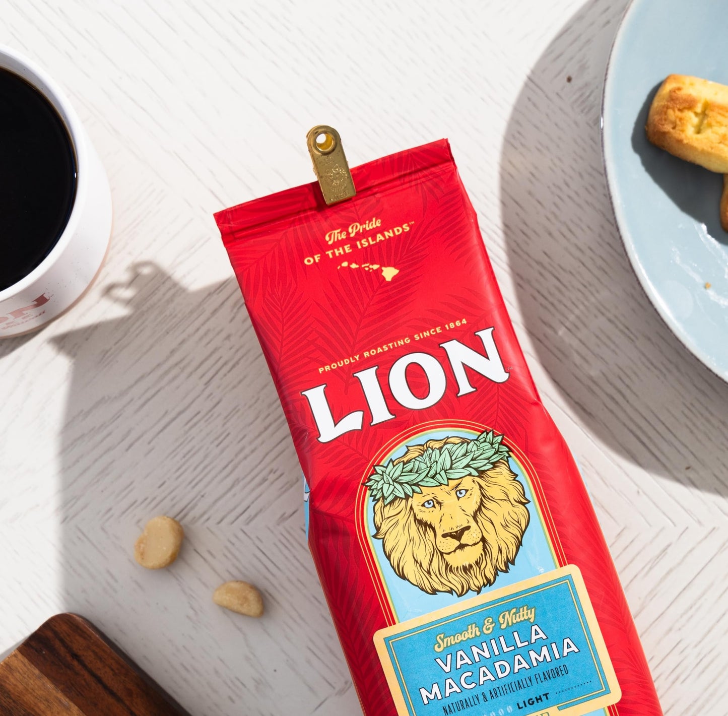 Lion Coffee Vanilla Macadamia Light Roast Ground Coffee, 24 Ounce (Pack of 2)