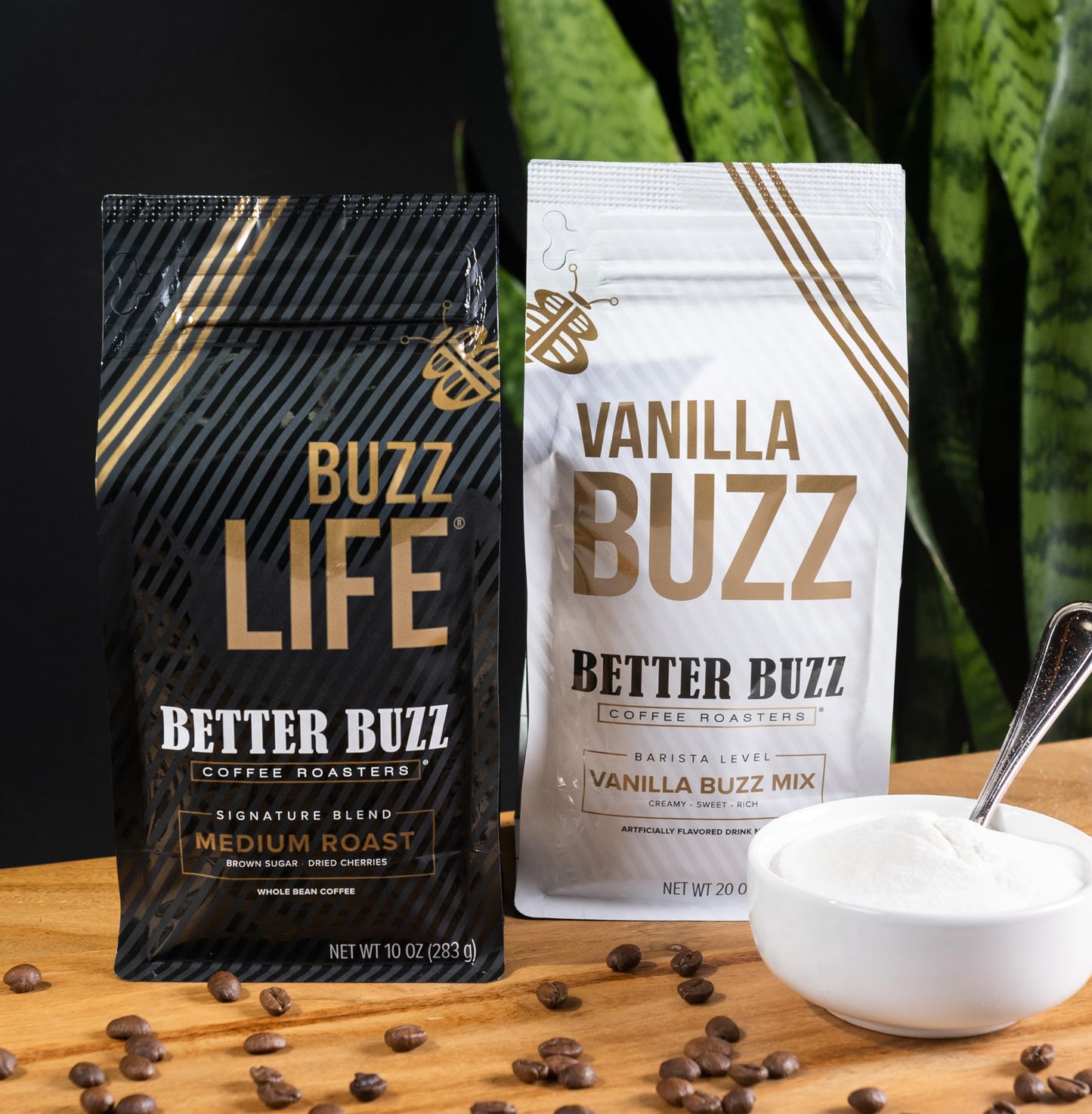 Better Buzz Best Drink Ever Home Carry Kit 30oz, 10oz. Medium Roast Whole Bean Coffee (Buzz LIfe), 20oz. Vanilla Coffee Creamer