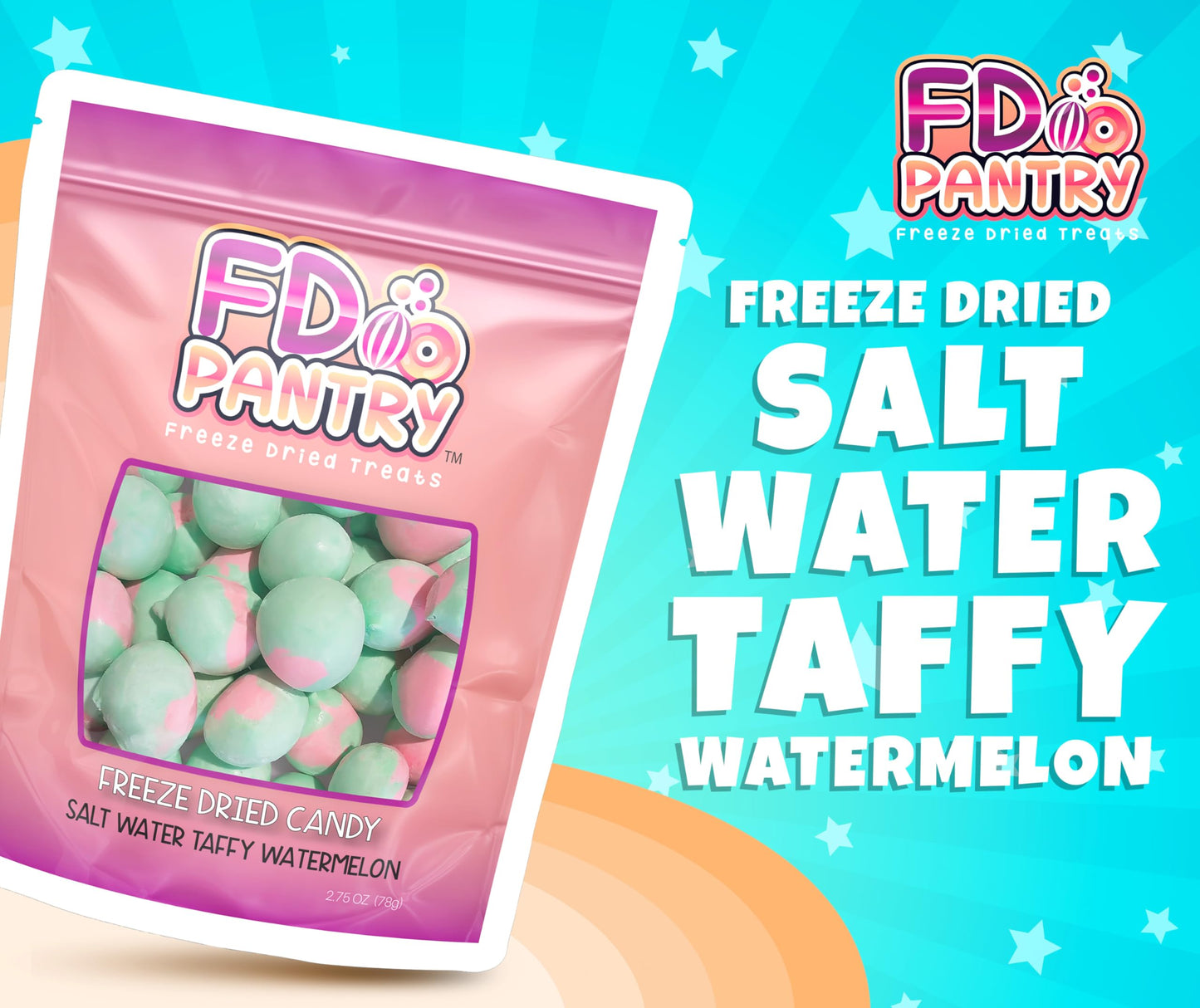 Freeze Dried Candy - Freeze Dried Salt Water Watermelon Taffy Treats (Watermelon 2.75 Oz)