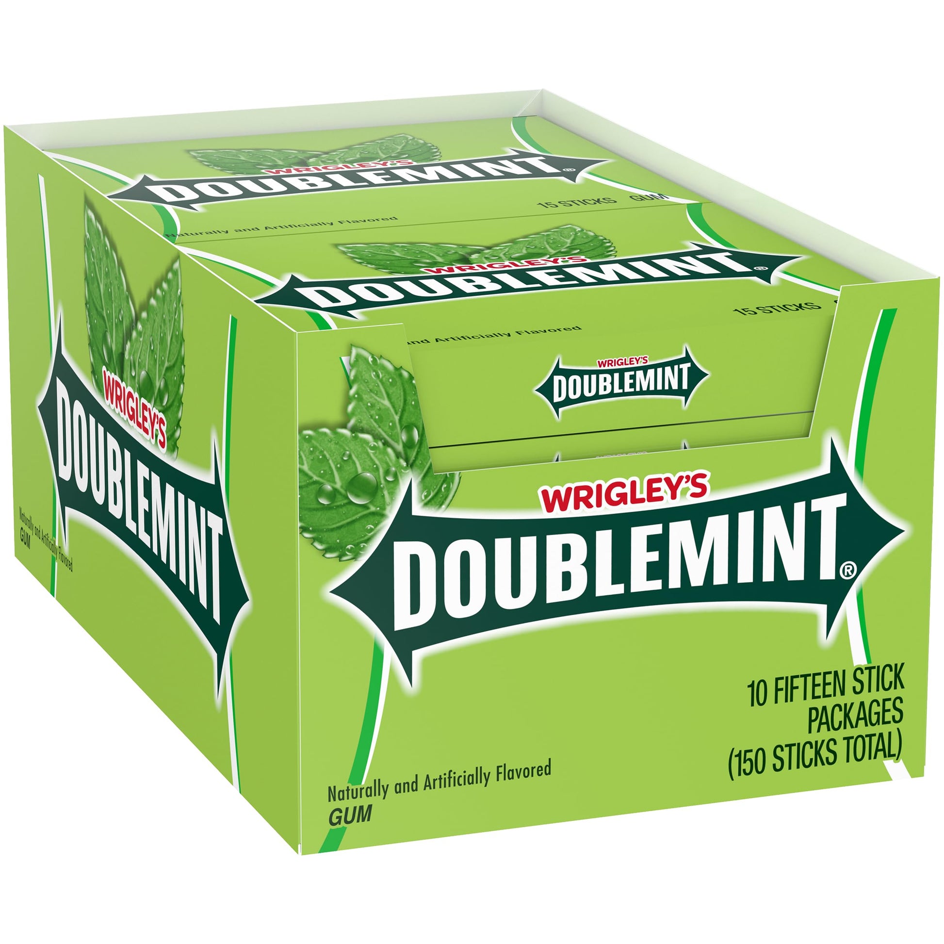 Wrigley Mint Chewing Gum, 15 Stick (Pack of 10), 150 Gum Pieces